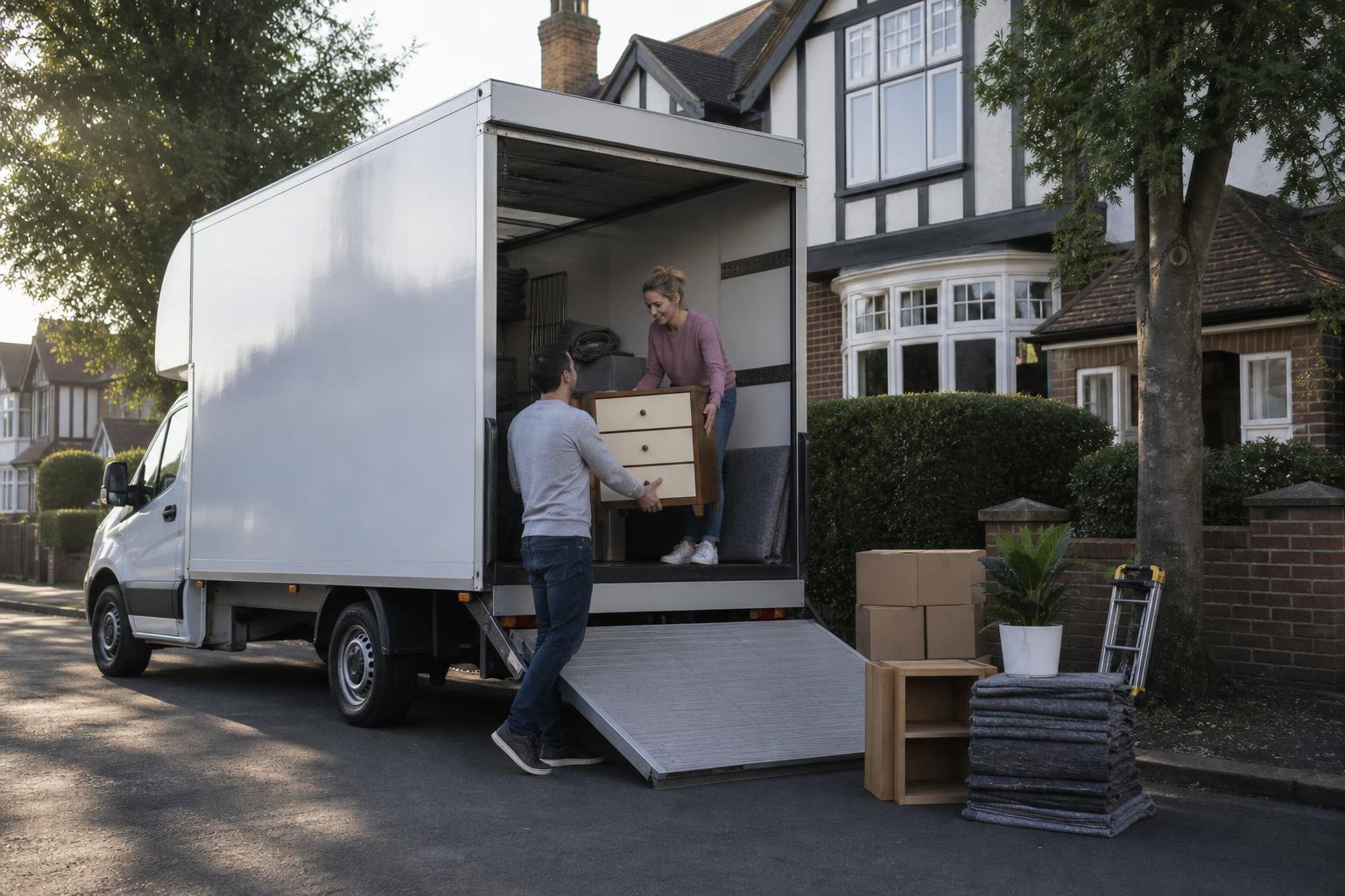 White Luton van outside a suburban home in Welling during a family house move